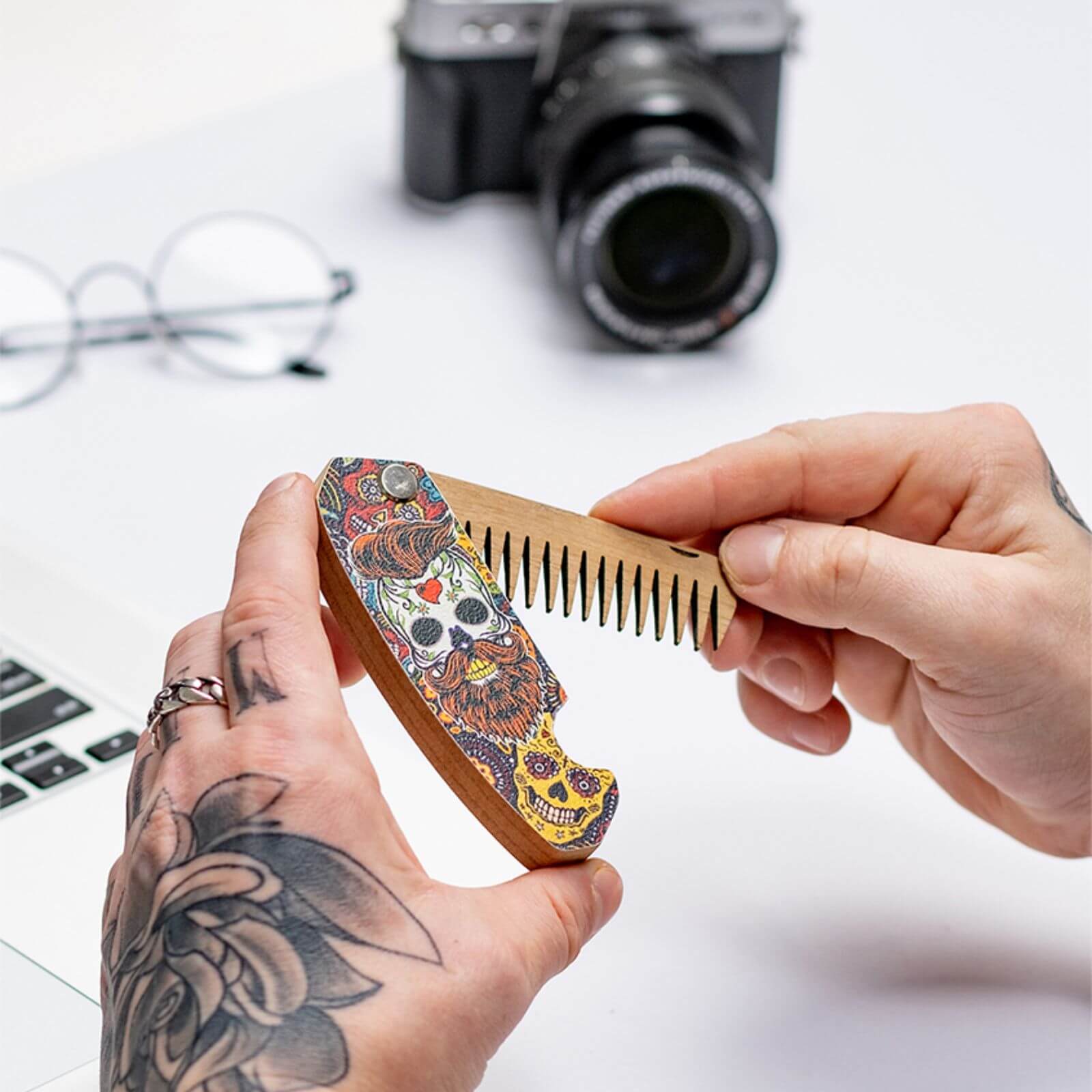 Wooden Beard Comb - Custom Pattern