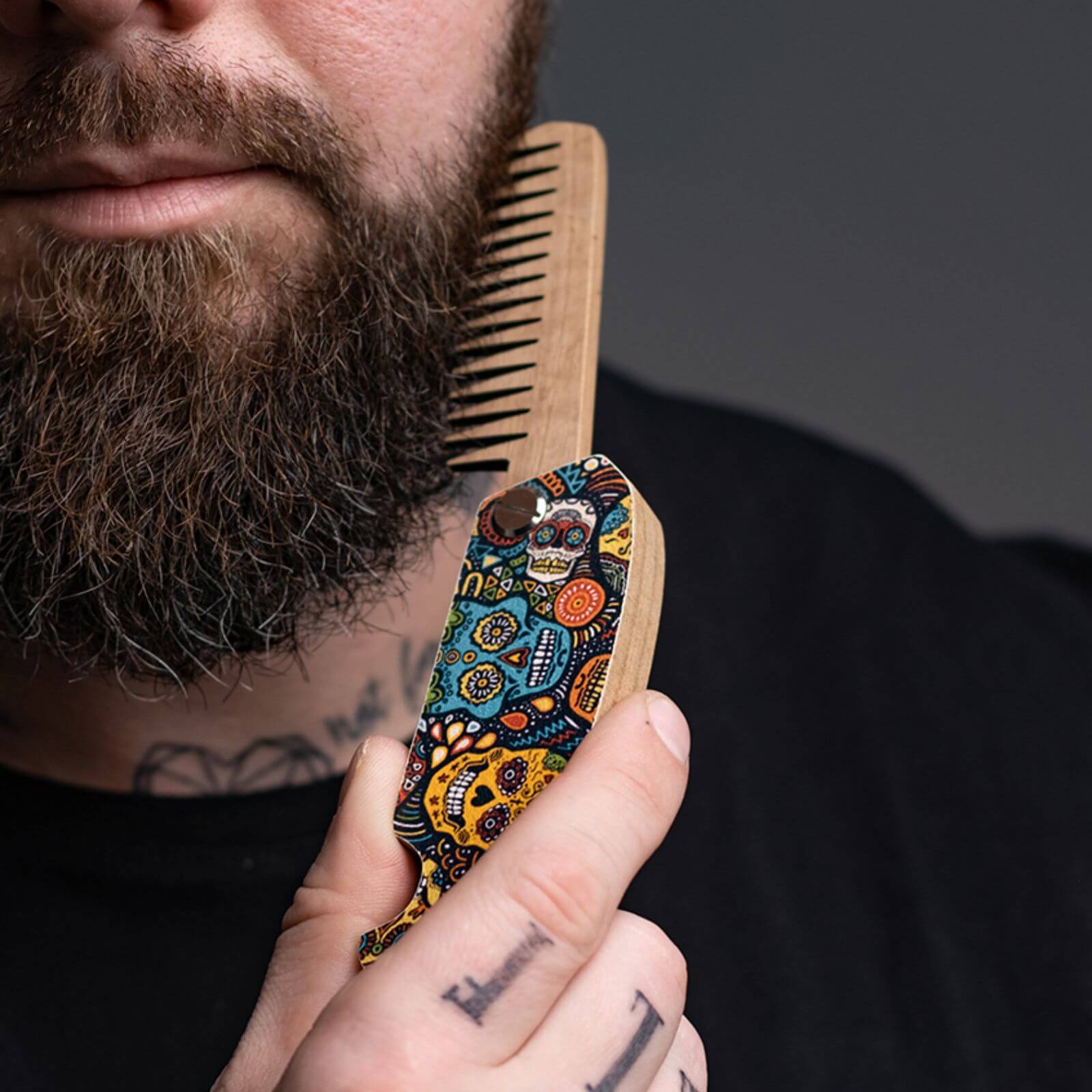 Wooden Beard Comb - Custom Pattern